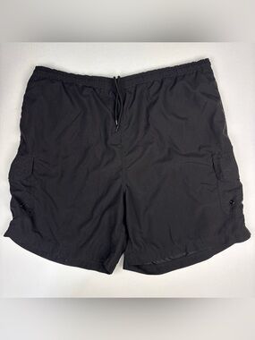 Trader Bay Men XL Swim Trunks Shorts Solid Black Built In Brief Drawstring Beach